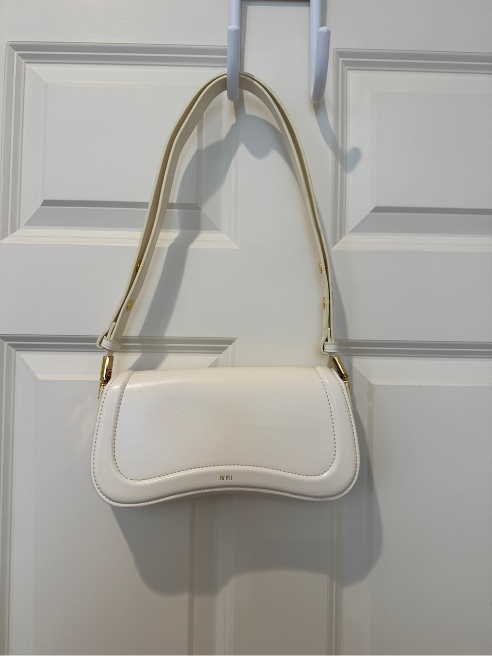 JW PEI Cream Saddle Shoulder Bag with Gold Hardware